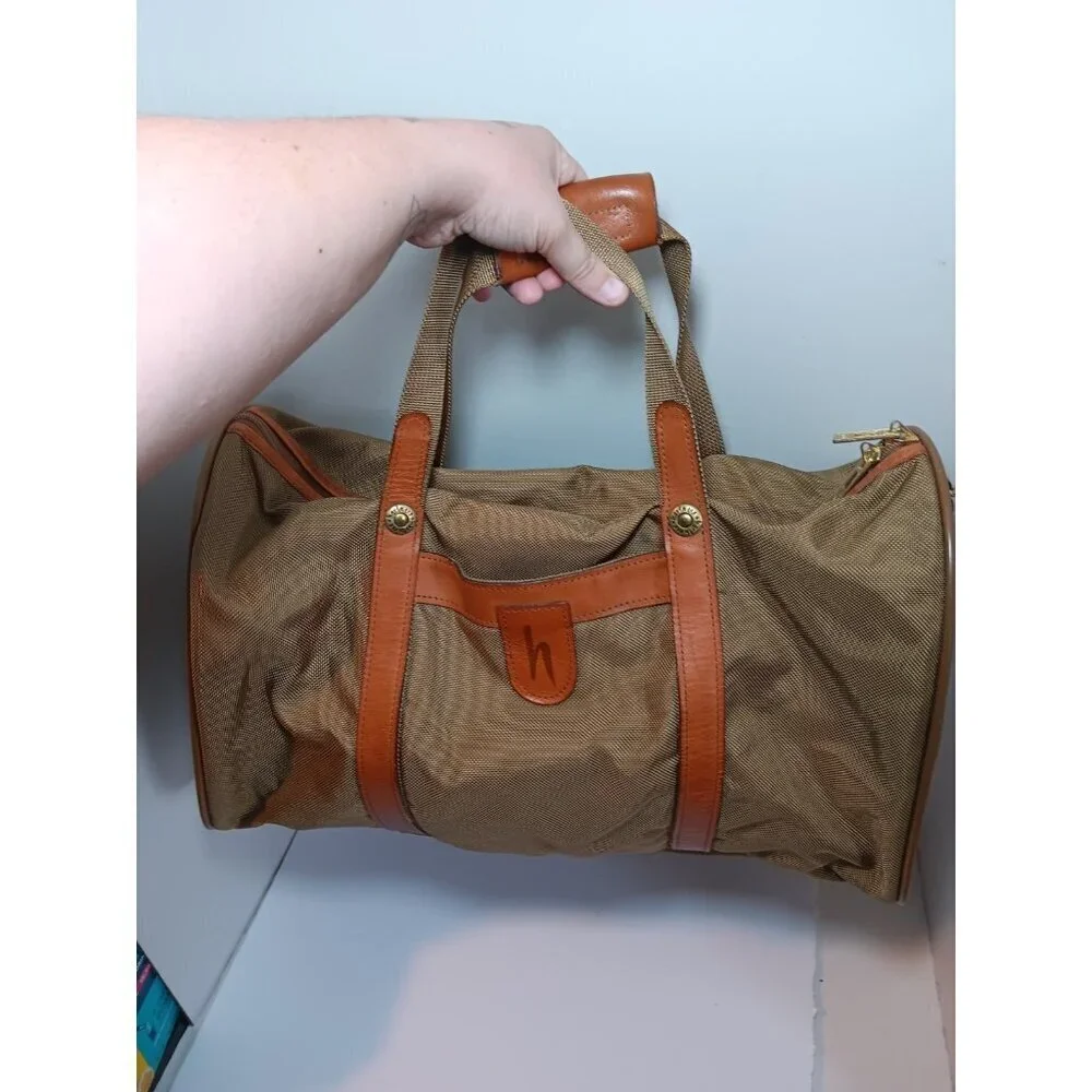 Hartmann Vintage Leather and Nylon Weekender Duffel Bag - Classic Travel Luggage